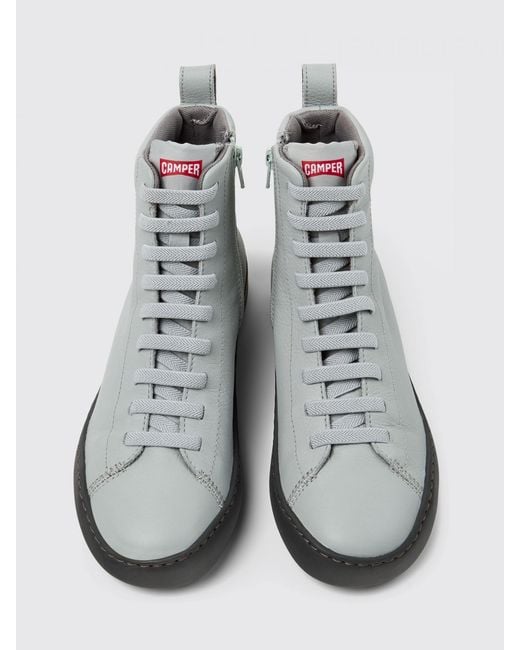 Camper White Peu Touring Grained Leather Ankle Boots
