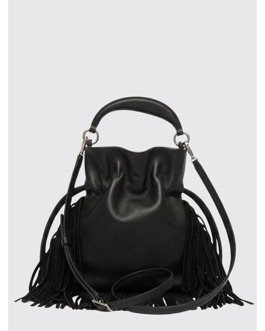Orciani Black Juice Jungle Leather Bag With Fringes