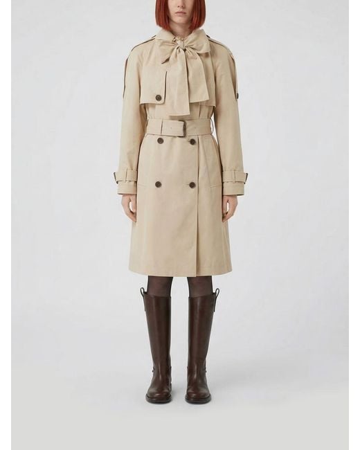 Burberry Natural Double-Breasted Cotton Blend Trench Coat