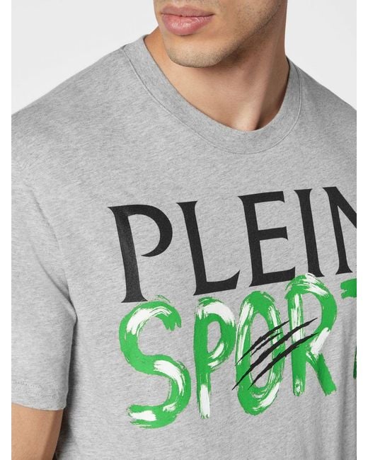 Philipp Plein Gray Cotton T-Shirt With Contrasting Front Printed Logo for men
