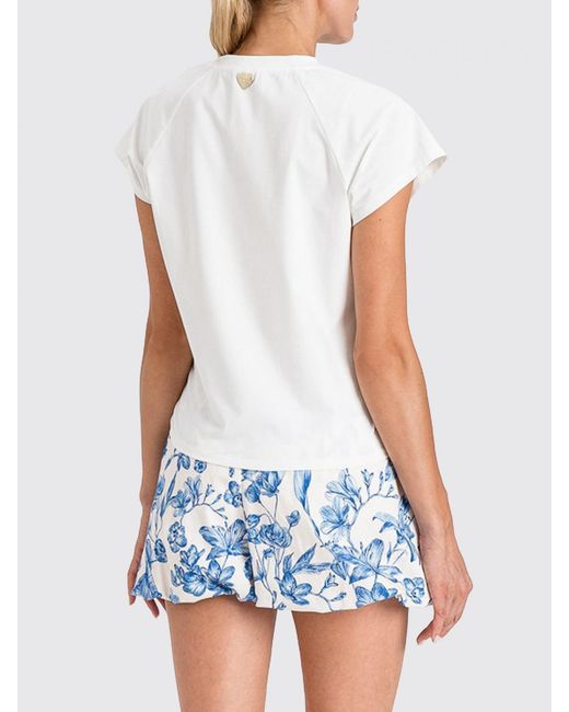 Twinset Blue Cotton T-Shirt With Embroidery