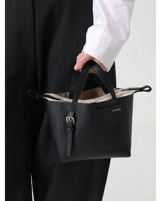 Valextra Black Bucket Mini Grained Leather Bag