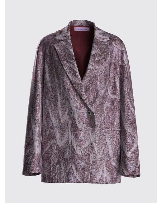 MACCAPANI Purple Double-Breasted Viscose And Cotton Blazer