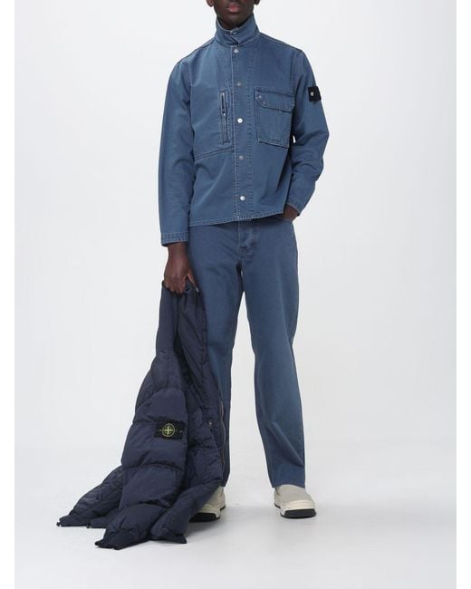 Stone Island Blue Straight Fit Cotton Denim Jeans for men
