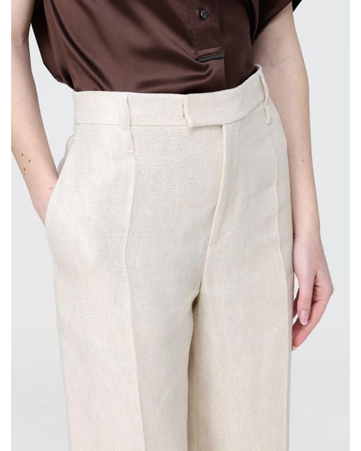 Brunello Cucinelli White Lurex Linen Palazzo Trousers