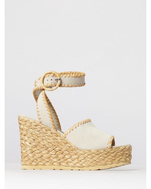 Paloma Barceló Natural Bicolor Suede And Raffia Wedge Sandals Paloma Barceló With Ankle Strap