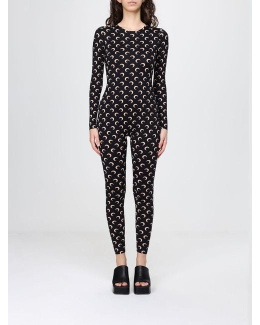 MARINE SERRE Black Printed Crepe Jumpsuit