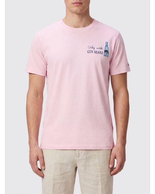 Mc2 Saint Barth Pink Cotton Crew Neck T-Shirt for men