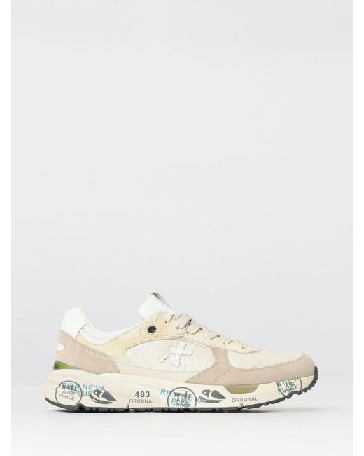 Premiata White Mase Suede And Canvas Sneakers for men