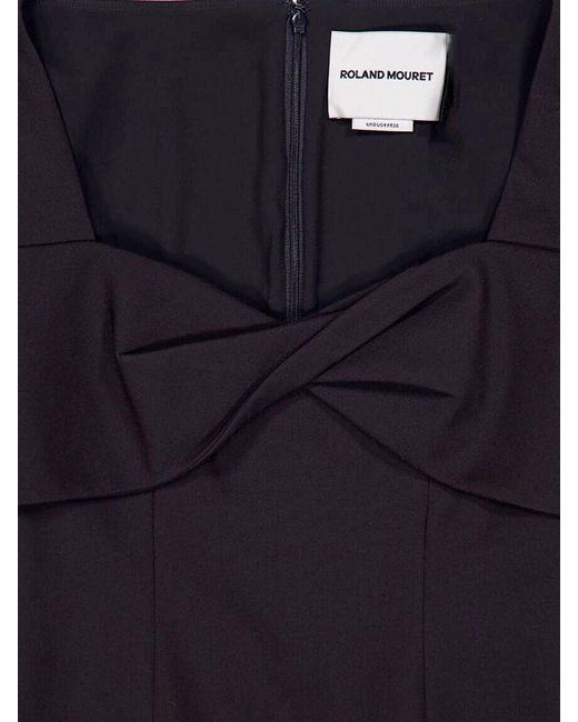 Roland Mouret Black Crêpe Midi Sheath Dress With Square Neckline
