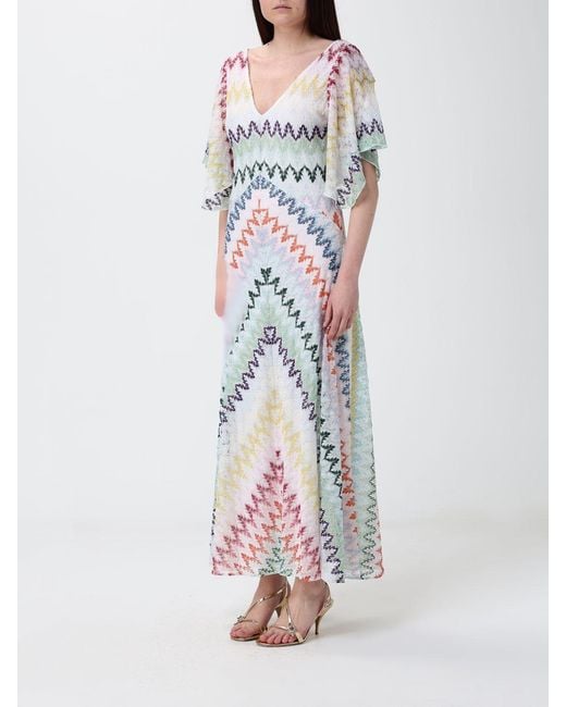 Missoni White Long Lurex Viscose Dress