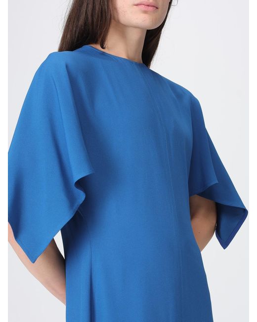 Stella McCartney Blue Crêpe Midi Tunic Dress With Teardrop Back