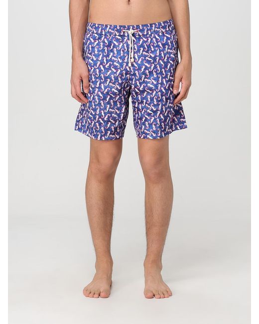 Kampos Blue Patterned Nylon Swim Shorts for men