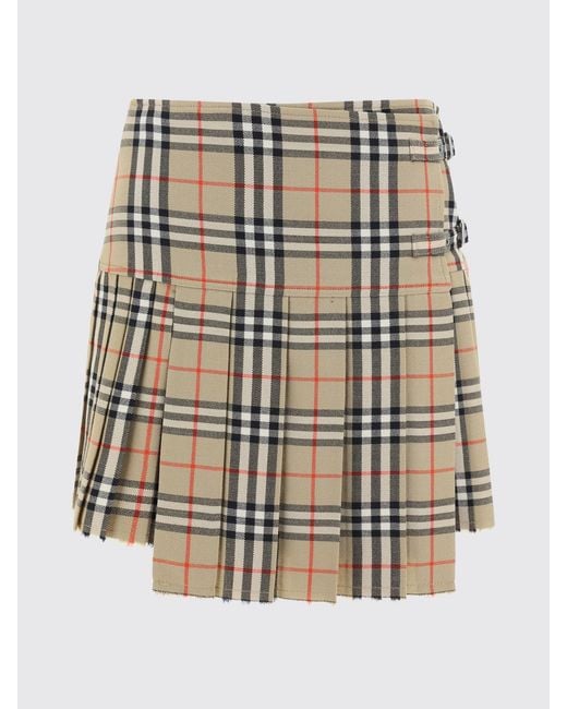 Burberry Natural Vintage Check Wool Pleated Skirt