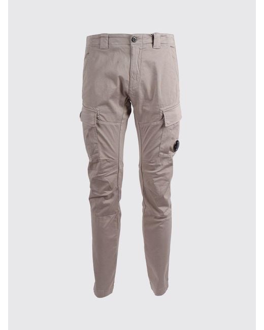 C P Company Gray Stretch Cotton Cargo Trousers for men