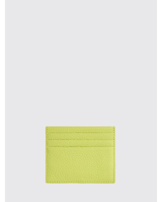 Coccinelle Yellow Metallic Grained Leather Card Holder