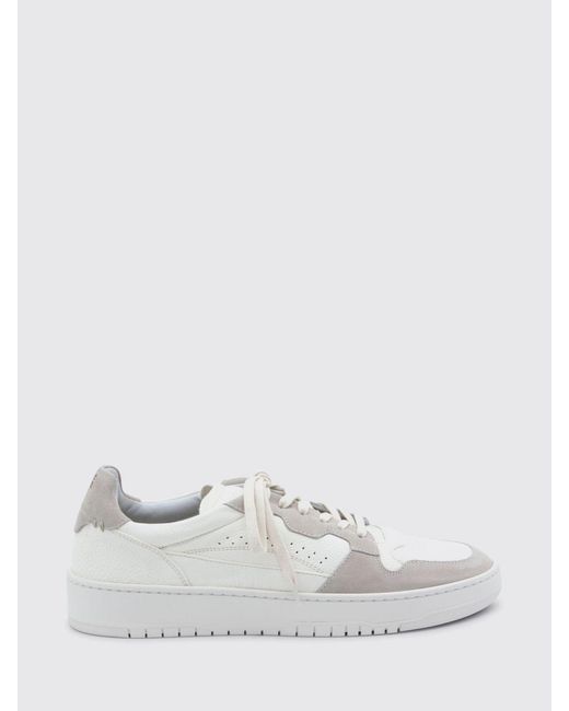 Eleventy White Grained Leather Sneakers for men