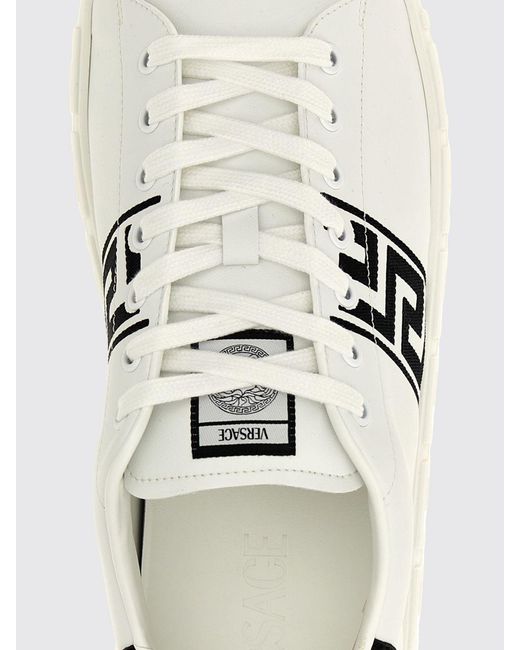 Versace White Greca Leather Sneakers for men