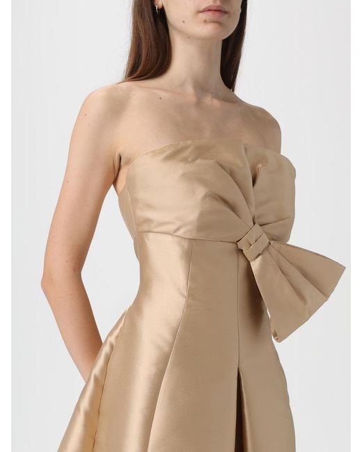 Alberta Ferretti Natural Mikado Evening Dress