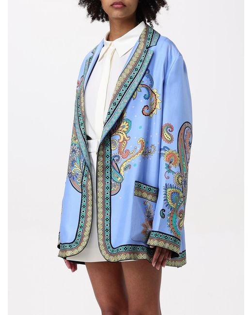 Etro Blue Silk Twill Dressing Gown Jacket
