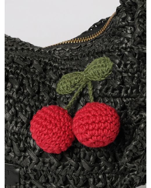 Twinset Black Crochet Raffia Bag