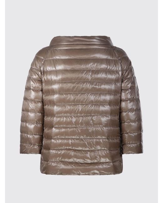 Herno Brown Reversible Round-Neck Cropped Down Jacket