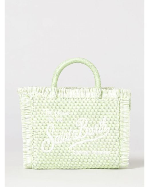 Mc2 Saint Barth Green Vanity Raffia Bag With Animalier Jacquard Pattern
