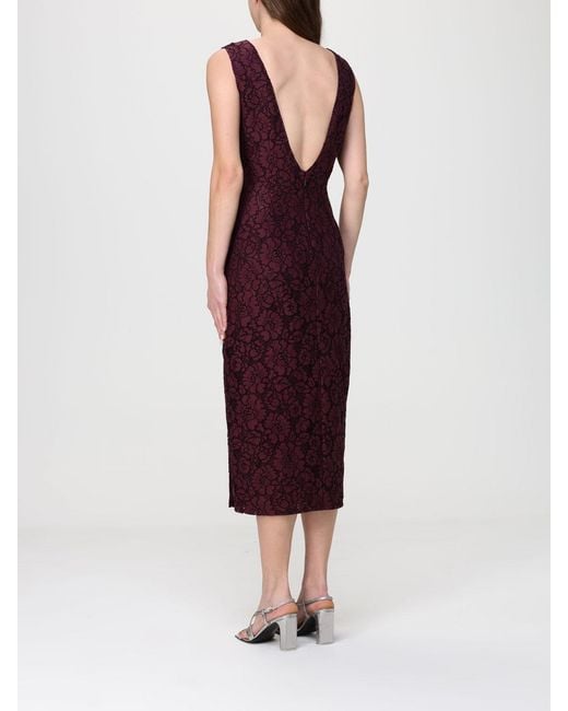 Pinko Purple Drupa Midi Lace Dress