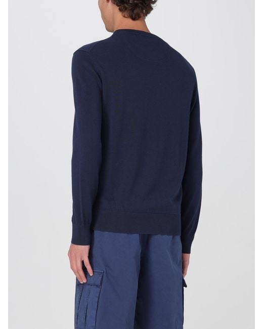 Timberland Blue Cotton Crew Neck Sweater With Logo for men