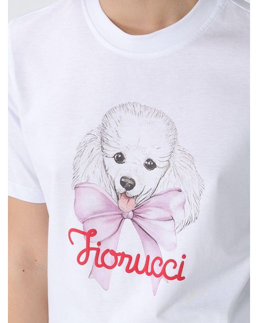 Fiorucci White Striped Cotton T-Shirt With Logo