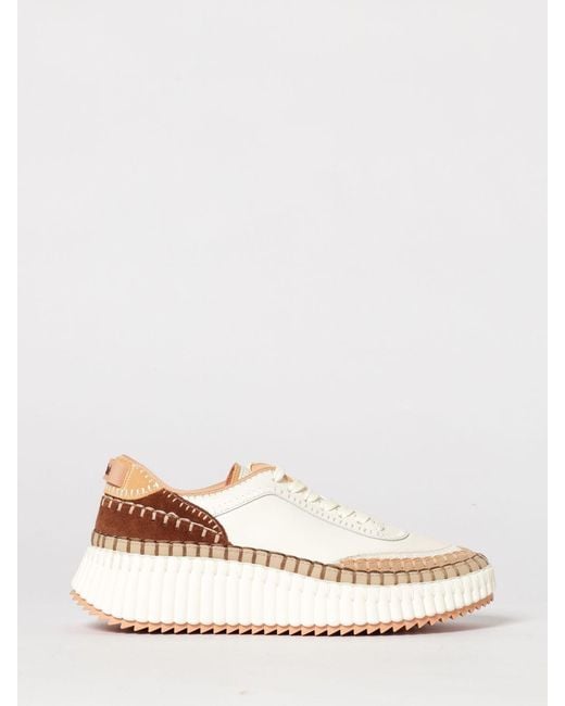 Chloé Natural Chlo&Eacute Nama Leather Sneakers