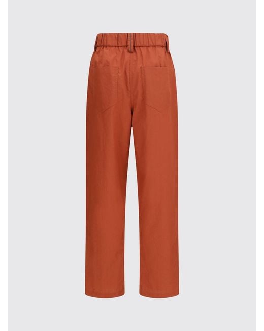 Brunello Cucinelli Red Slim Fit Cotton Trousers