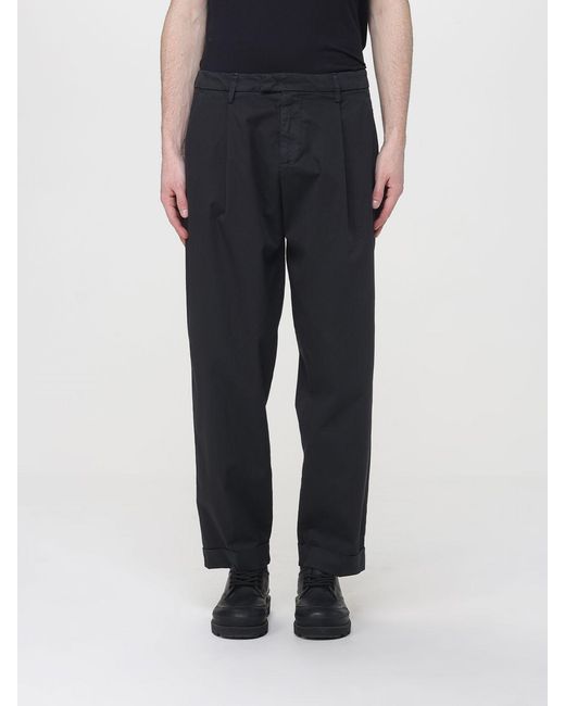 Dondup Black Cotton Straight Trousers for men