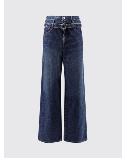 Sacai Blue Cotton Denim Straight Jeans for men