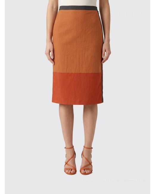 Saint Laurent Orange Polyamide Midi Skirt