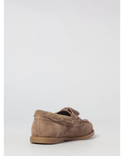Etro Brown Paisley Print Suede Boat Loafers for men