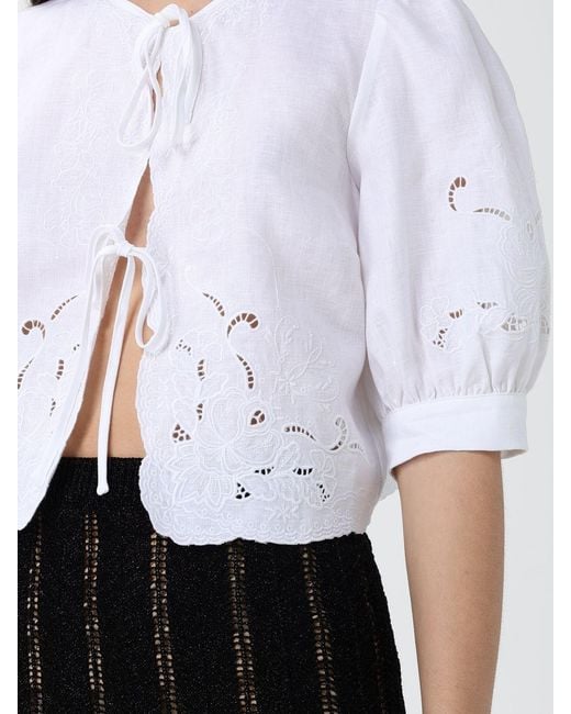 Twinset White Embroidered Linen Top