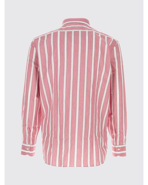 Junya Watanabe Pink Striped Cotton Shirt With Cutaway Collar And Long Sleeves for men