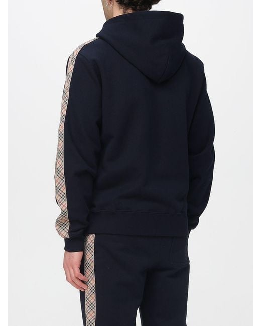 Burberry Blue Cotton Sweatshirt With Logo for men