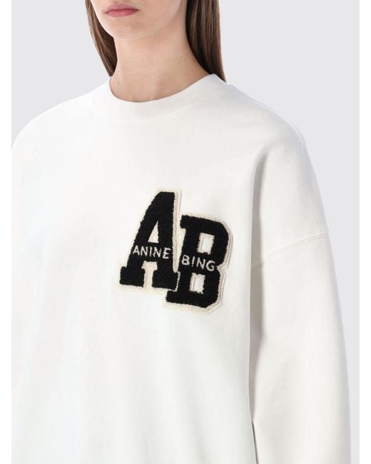 Anine Bing White Cotton Crewneck Sweatshirt With Logo