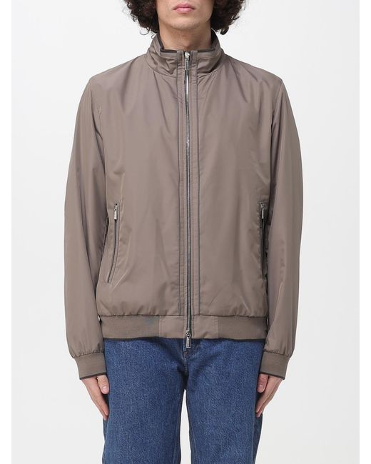 Moorer Gray Polyester Bomber Jacket for men
