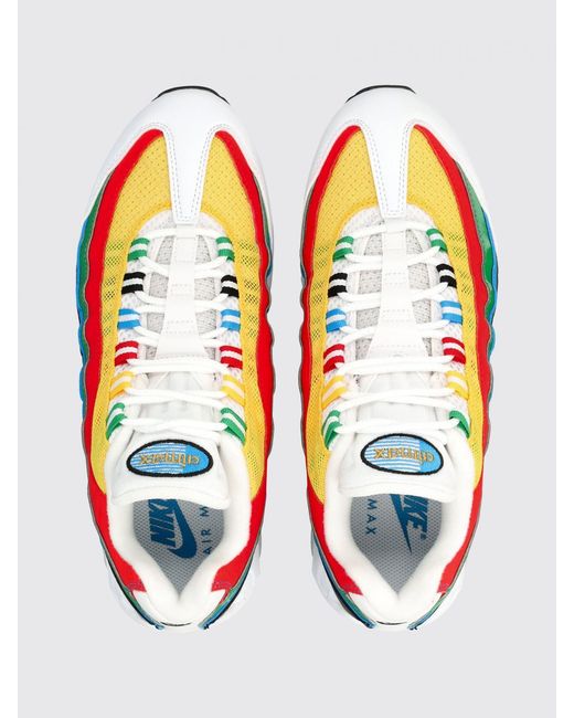 Nike White Air Max 95 Big Bubble Striped Mesh Sneakers for men