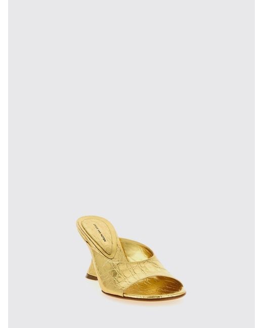 Dries Van Noten Metallic Laminated Crocodile Print Leather Mules
