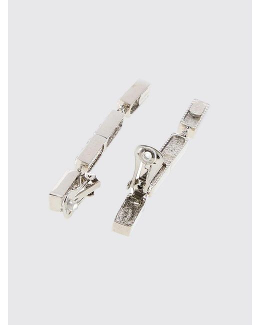 Alessandra Rich White Brass Earrings With Set Rhinestones