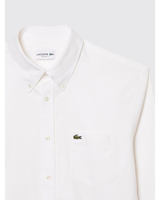 Lacoste White Classic Cotton Shirt With Logo for men