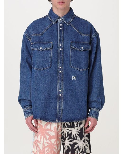 Palm Angels Blue Shirt for men