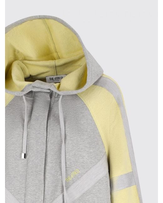 The Attico Gray Bicolor Cotton Hooded Sweatshirt