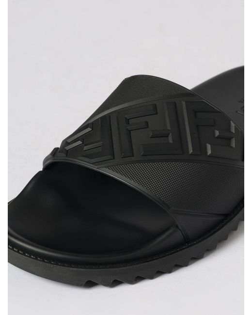 Fendi White Diagonal Rubber Sliders With Embossed Ff Monogram for men