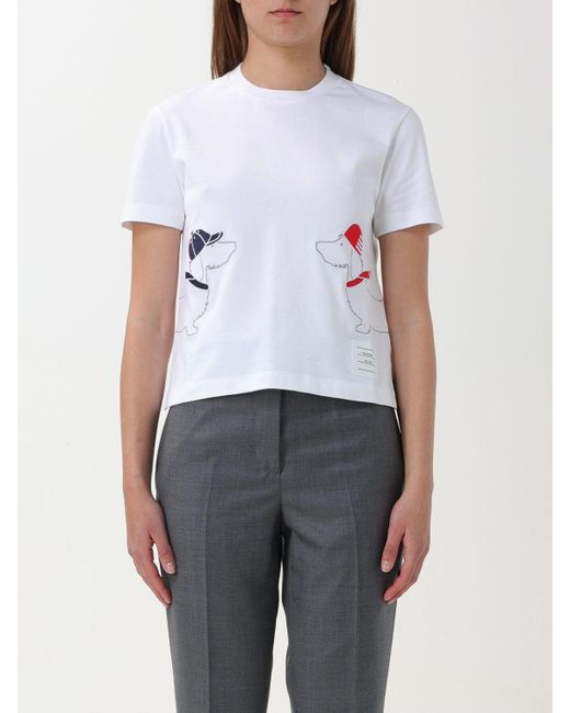 T-shirt in cotone di Thom Browne in White