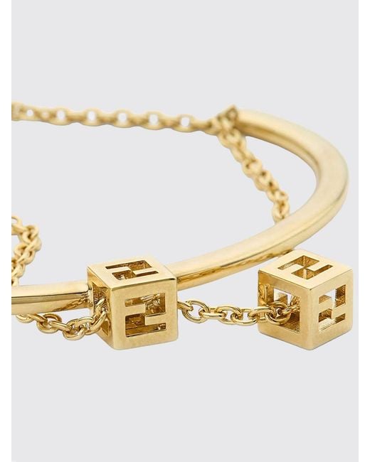 Fendi Natural Faces Armband Aus Goldfarbener Bronze Mit Ff-Monogramm-Detail